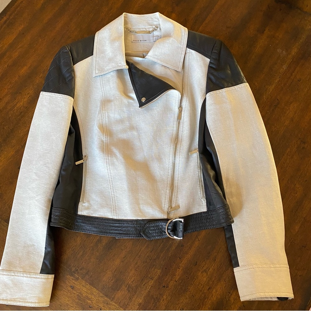 Karen Millen, Beige/Black Biker Jacket